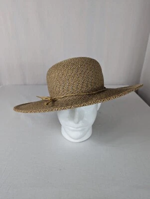 Nine West Straw Hat Sunhat Packable UPF 50+ Brown Tan Vacation Beach OSFM NEW - Image 1 of 4