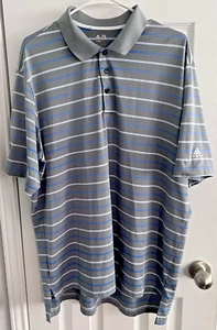 Adidas ClimaLite Golf Polo Herren XL Kurzarm leichte Streifen Freizeit - Bild 1 von 6