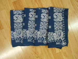 Lot of 4 Vtg Antique NAVY BLUE PAISLEY Soft Cotton USA BIKER BANDANA Hanky 20" - Picture 1 of 5