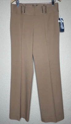 Nine West платье брюки женщин 10 желтовато-коричневый высоты плиссированные прямой винтажный корсет талии - Изображение 1 из 4