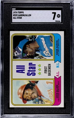 HANK AARON DICK ALLEN 1974 Topps All Star Baseball #332  - Graded SGC 7 NM - Image 1 of 2