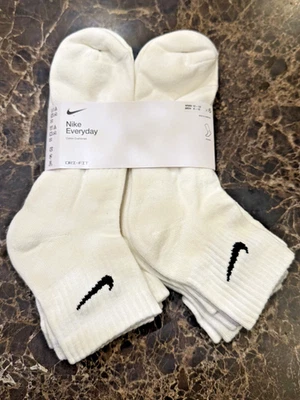 AUTÉNTICOS Calcetines Nike Para Mujer Todos los Días al Tobillo Cuarto 6 PARES BLANCOS GRANDES 10-13 Foto 1 de 4