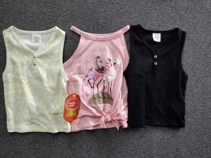 Wonder Nation 3-Pack Ribbed Girls 2 Button Sleeveless V-Neck Tank/Halter XS 4-5 - Picture 1 of 11
