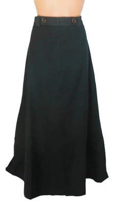 Maxi Flared Skirt M Black Lined Rear Zip Denim Trim Mae & Bean NWT - Image 1 of 4