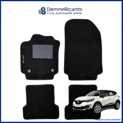 W-PARTS SERIE 4 TAPPETI - TAPPETINI IN MOQUETTE NERI PER RENAULT CAPTUR DAL 2013 AL 2019