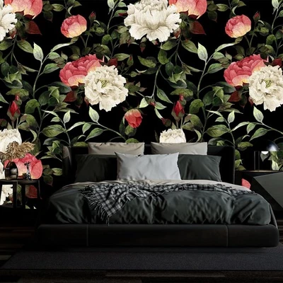 Обои с цветочным рисунком черный фон пион настенные обои для спальни гостиной Ro... - Изображение 1 из 4
