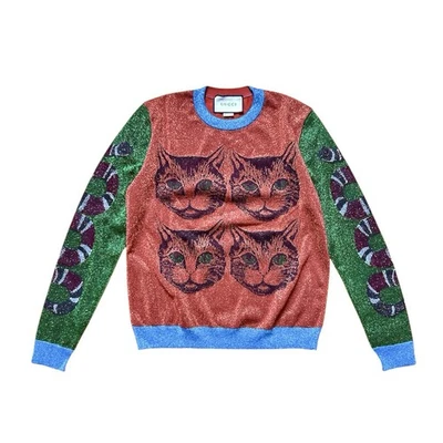Suéter Pullover Gucci Metálico Lurex Místico Gato y Serpiente Foto 1 de 4