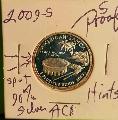 American Samoa 2009 S Quarter Dollar SILVER Proof Samoa Mua Mua A Atua Island A - Image 1 of 3