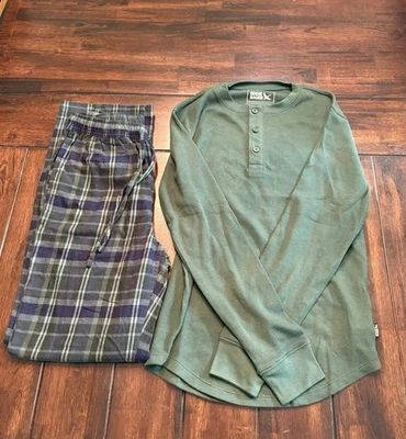 Nuevo conjunto de pijama Eddie Bauer XS para hombre, verde/azul marino a cuadros Foto 1 de 4