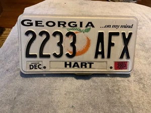 Georgia GA Nummernschild ... on my mind 2233 AFX Hart County 2002 - Bild 1 von 1