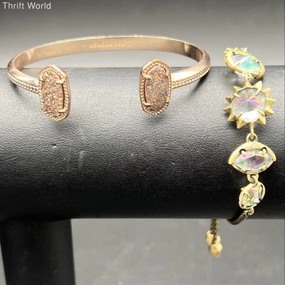Lote de 2 Brazaletes Kendra Scott Tono Oro Rosa Drusy Cuff y Deslizante Tono Dorado Foto 1 de 4