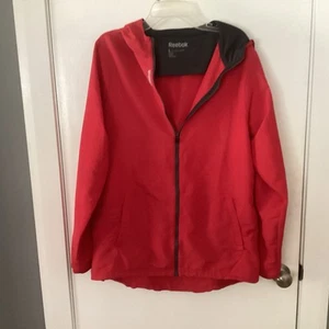 Reebok Hooded Jacket L Red Light Weight Pre Owned  - Picture 1 of 3