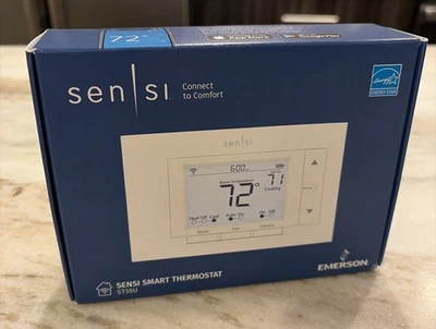 Nuevo en caja Termostato inteligente Emerson Sensi ST55U — Aplicación móvil conectada para el hogar — Blanco Foto 1 de 4