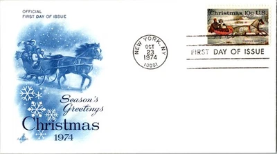 Artesanía vintage FDC USPS Scott #1551 saludos de temporada vísperas de Navidad c1974 Foto 1 de 4