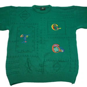 Emerald Isle Sweater Ireland Sz Large Embroidered Celtic Irish Acrylic Green NEW - Picture 1 of 18