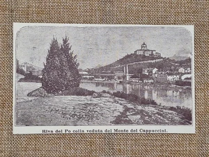 Turin um 800 Riva del Po mit Blick auf den Kapuzinerberg Piemont - Bild 1 von 1