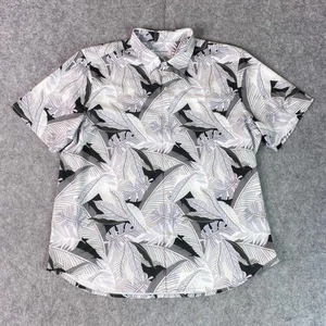Camisa Tommy Bahama Para Hombres XL Gris Estampado de Hojas Negras IslandZone Bahama Coast Informal - Imagen 1 de 12