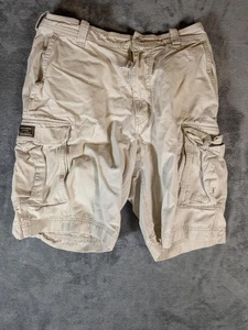 Vintage Abercrombie & Fitch Shorts Mens 34 Khaki Cargo 100% Cotton Multi Pocket - Picture 1 of 14