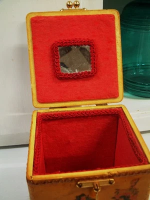 Purse, Box Early 1900's Wooden Child Motif, 7 in X 5 X 5 - Image 1 of 4