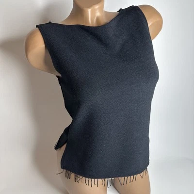 Tanque con flecos con cuentas negras vintage Y2K My Michelle M Indie Sleaze Goth Festival Foto 1 de 4