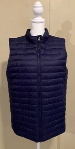 Lands End Womens Quilted Puffer Vest Plus Navy Blue Size 2X XXL 18 20 EUC - Picture 1 of 6