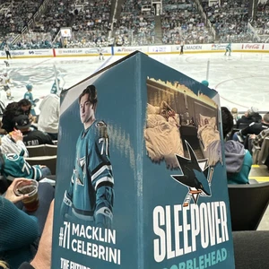 San Jose Sharks 2025 Sleepover Bobblehead SGA Macklin Celebrini & Will Smith - Picture 1 of 2