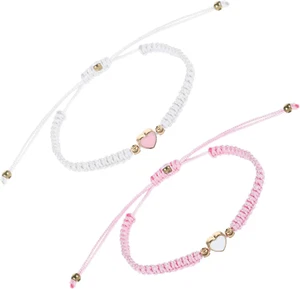 2Pcs BFF Bracelets, Heart Matching Bracelets Adjustable Braided Bracelets Best F - Picture 1 of 12