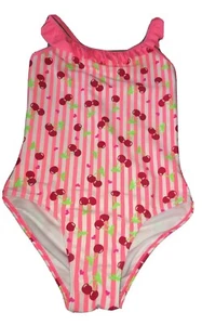 NWT So 1pc Swimsuit 14 UV Protection Striped Cherries Red - Picture 1 of 6