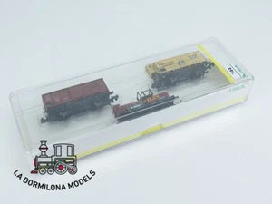 MG744 Escala N MINITRIX 15128 Wagen-Set mit 3 Güterwagen Kloss & Foerster Sektke - Foto 1 di 8