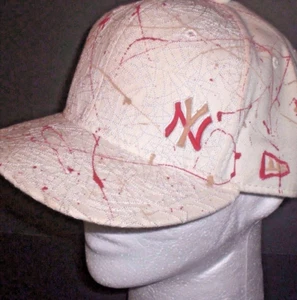 Gorra NY Yankees NUEVA ERA Ajustada Talla 8 Sombrero Rojo Blanco 59Fifty Pintura Salpicaduras Abstracto - Imagen 1 de 12