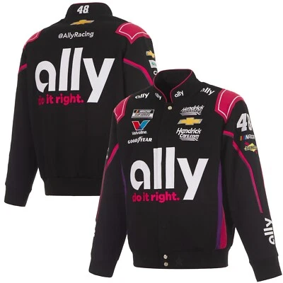 Chaqueta Nascar Alex Bowman JH Design Ally 2025 sarga de algodón negra a presión completa Foto 1 de 4
