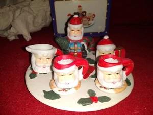Miniature Santa Tea Set, 8 pc hand-painted ceramic, made China. NIB,1990s - Picture 1 of 10