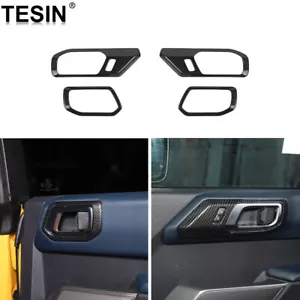Manija de puerta ABS interior de fibra de carbono cubierta de cuenco bisel decorativo para 21+ Ford Bronco - Imagen 1 de 7