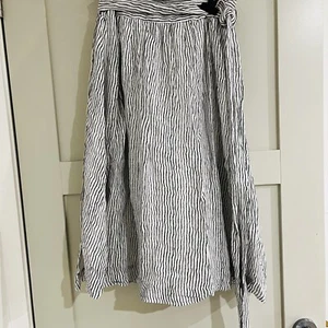 Boom Shankar Skirt Size 12 White Black Stripe Wrap Cotton Midi - Picture 1 of 7
