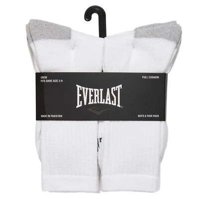 6-Pack Everlast Boy's Full Cushion Crew Socks- Size 6-8.5 - Image 1 of 4