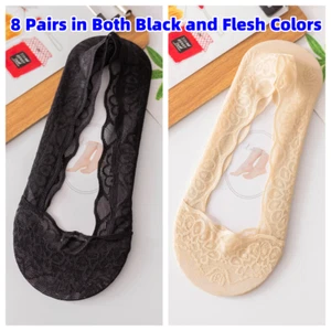 Ultra Low Cut Liner Socks Women's Invisible Socks No Show Non Slip 8 Pairs - Picture 1 of 9