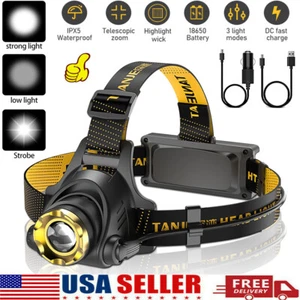 990000LM Super Bright LED Zoom Headlamp USB Rechargeable Headlight Head Torch US - Picture 1 of 12