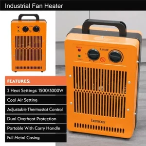 Large Industrial Fan Heater Adjustable Thermostatic Control Cool Air Setting - Picture 1 of 5