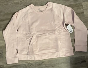 Xersion Womens Peach Whip long sleeve relaxed fit crew neck sweatshirt Sz L NWT - Picture 1 of 9