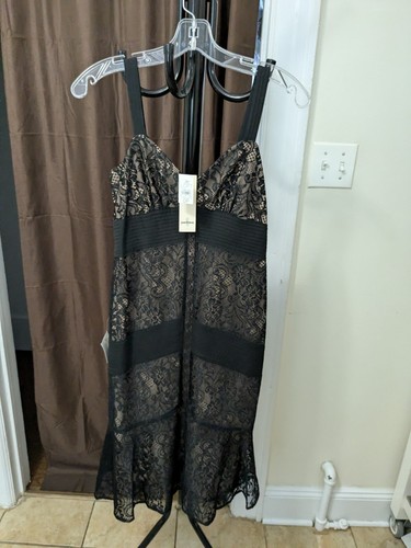 VALENTINO Abito Ann Taylor Loft Cocktail Party Sera Nero Petite Taglia 0P Nuovo Con Etichette