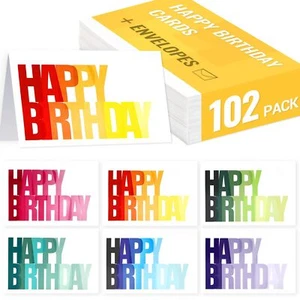 102 Pack Happy Birthday Cards Bulk Box Set With Envelopes 4 X 6 Inch Blank Insid - Picture 1 of 7