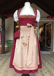 Kinga Mathe Dirndl Mareen bordeaux, Midi Baumwolle, gold, Gr. 44, Seide Designer - Bild 1 von 7
