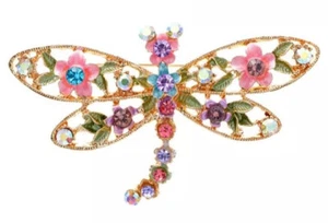 Butterfly Outline with Floral Wings and Body Vintage Gold Pin Brooch D-7746 - Picture 1 of 3