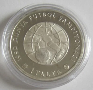 Turquía 20000 Liras 1990 Mundial Italia Mapa Plata - Imagen 1 de 2