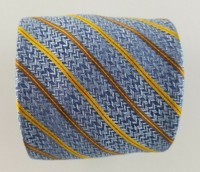 Paul Fredrick Mens Tie Blue Brown Striped Silk Neck Tie  W3.5'' L58''