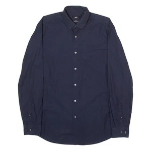 BOSS Isko Slim Fit Mens Plain Shirt Blue Long Sleeve M - Picture 1 of 6