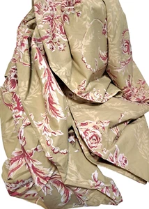 Pottery Barn Duvet Cover Renaissance Sage Green & Burgundy Floral Scrolls KING - Picture 1 of 8