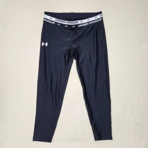 Under Armour Girls Youth Leggings Size YXL Heat Gear Crop Black - Picture 1 of 6