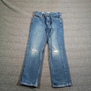 Cat Jack Jeans Youth Girls 8 Blue Relaxed Straight Faded Distressed School Y2K - Picture 1 of 16
