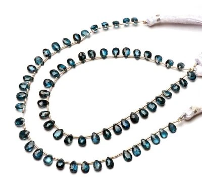 Gema de cianita imperial verde natural 7x5 mm tamaño pera briolette 9" hilo Foto 1 de 4